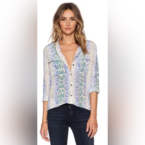 Equipment Ampara Blue Slim Signature Python Skin Snakeskin Print S New no tags - Picture 1 of 7